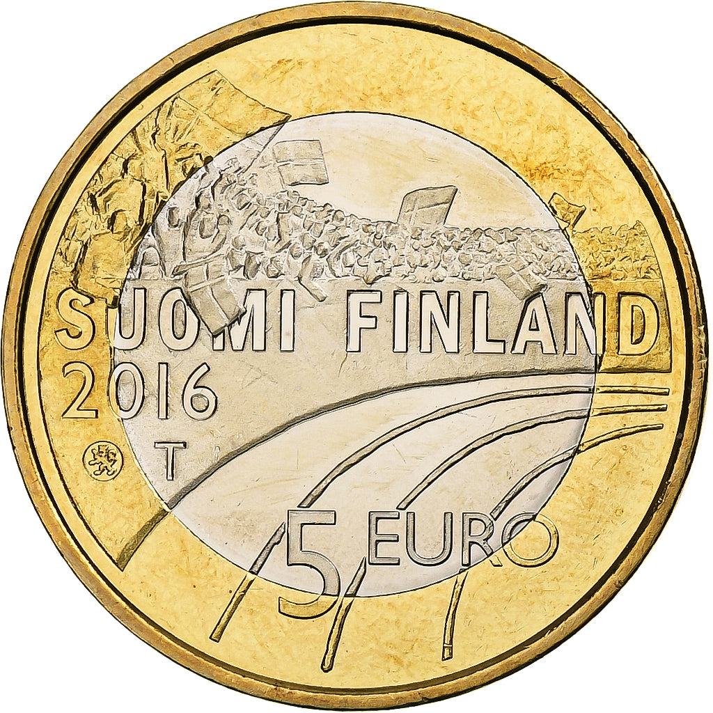 Finlandia, 5 Euro, Ski Jumping, 2016, Vantaa, Bi-metallico, SPL, KM:245