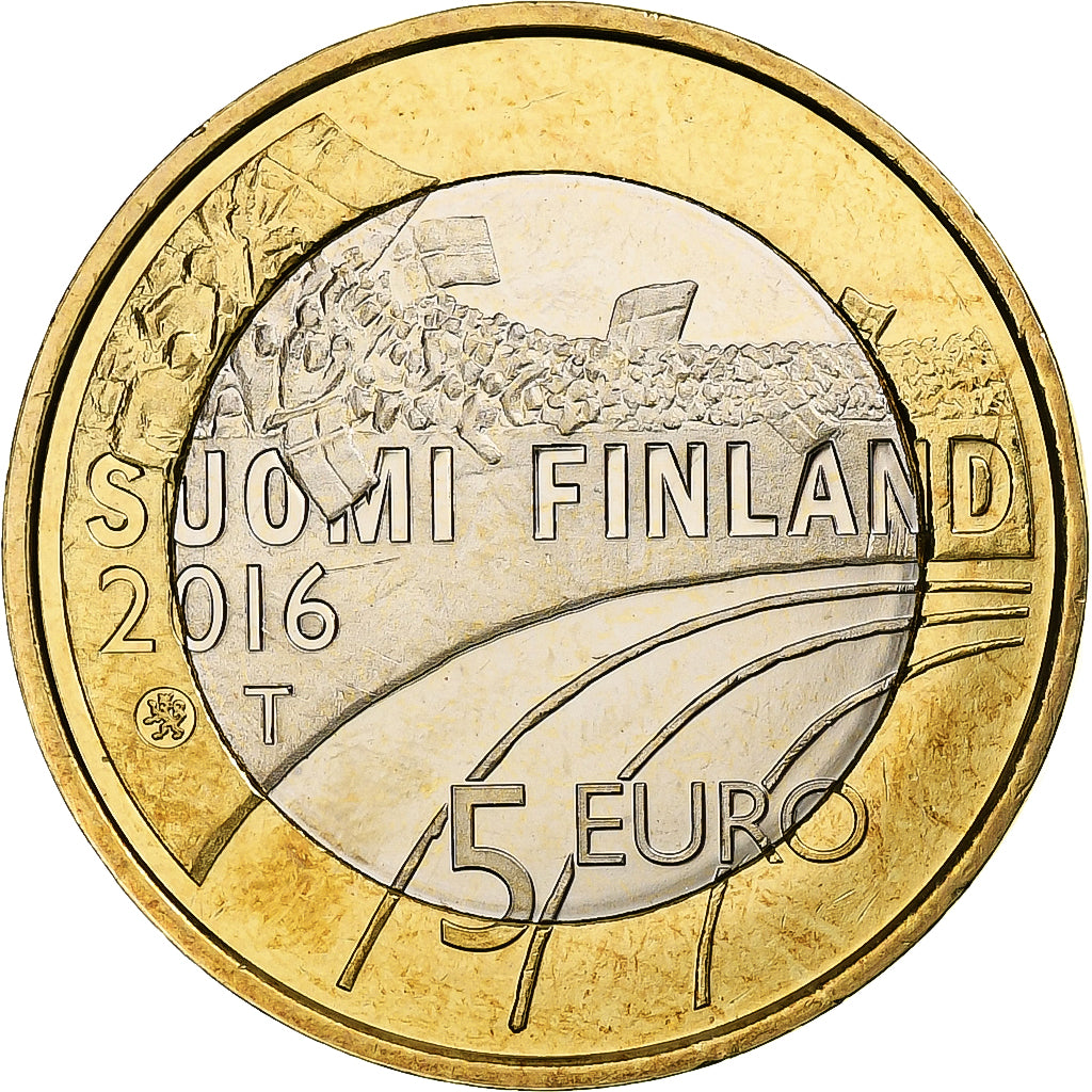 Finlandia, 5 Euro, Football, 2016, Vantaa, Bi-metallico, SPL, KM:246