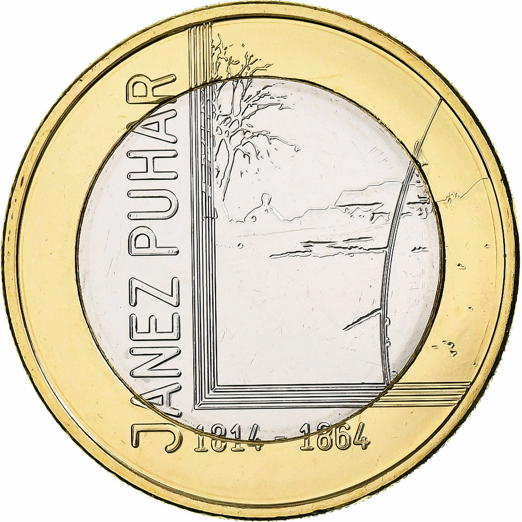 Slovénie, 3 Euro, Janez Puhar, 2014, Bimétallique, SUP+, KM:118