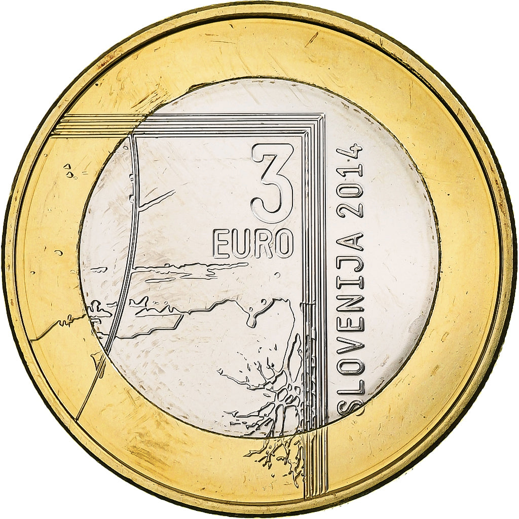 Slovénie, 3 Euro, Janez Puhar, 2014, Bimétallique, SUP+, KM:118