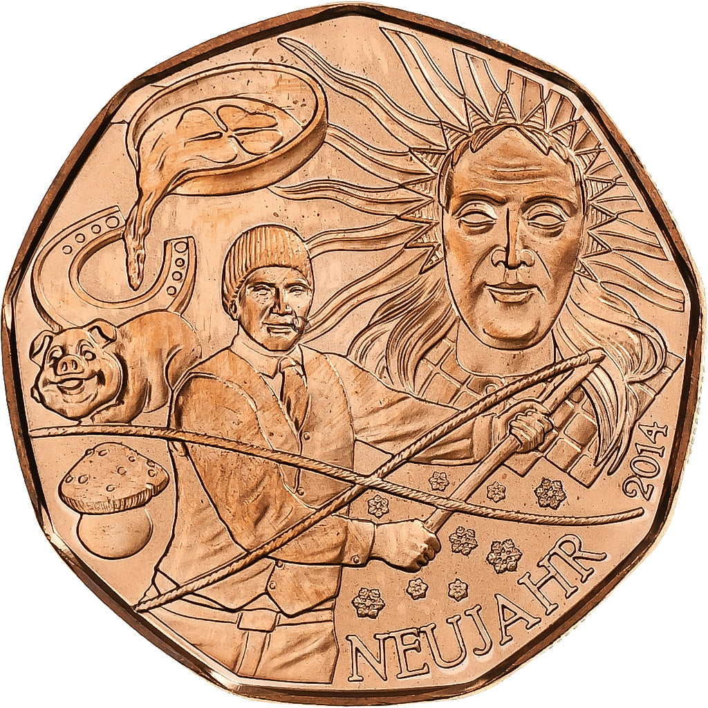 Austria, 5 Euro, New Year, 2014, Vienna, Cobre, SC