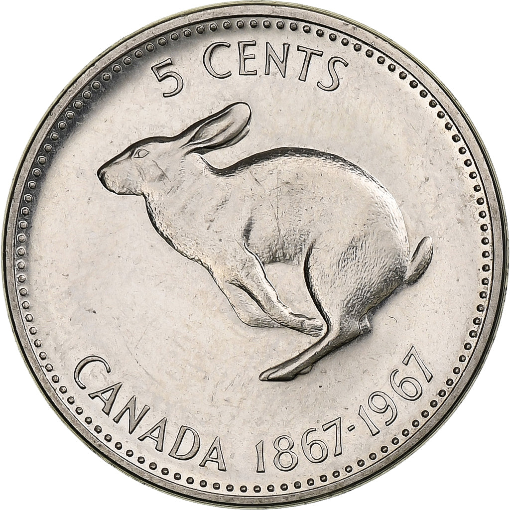 Canada, Elizabeth II, 5 Cents, 1967, Ottawa, Nickel, MS(60-62), KM:66