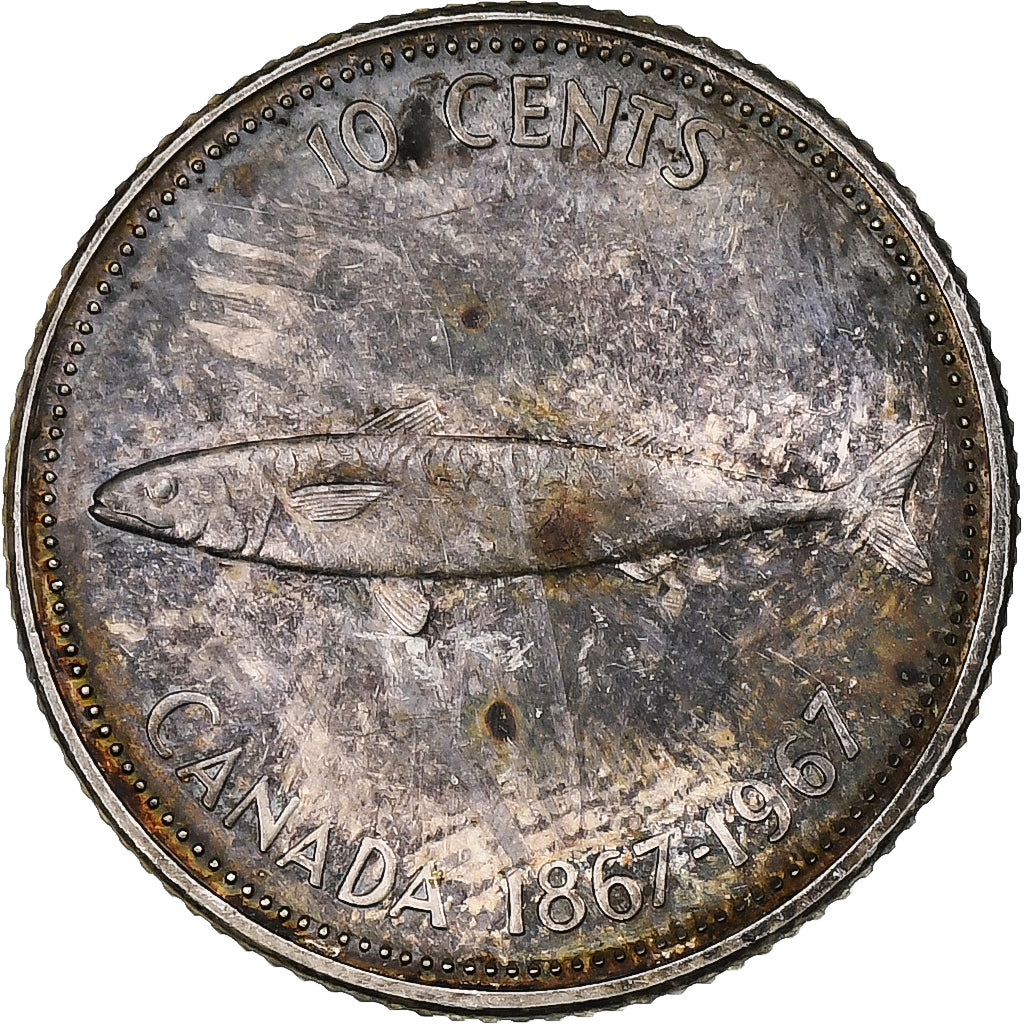 Canada, Elizabeth II, 10 Cents, 1967, Ottawa, Srebro, AU(55-58)