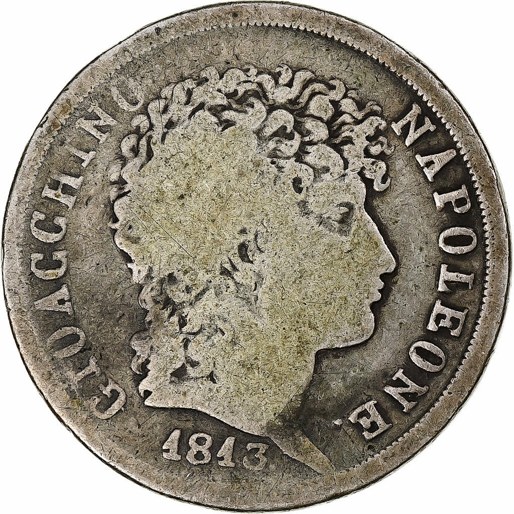 Italië, Kingdom of Naples, Joachim Murat, 2 Lire, 1813, Naples, Zilver, ZG+