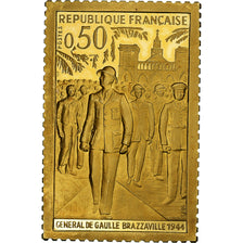 Francja, medal, Hommage au Général de Gaulle, Brazzaville 1944, n.d., Złoto