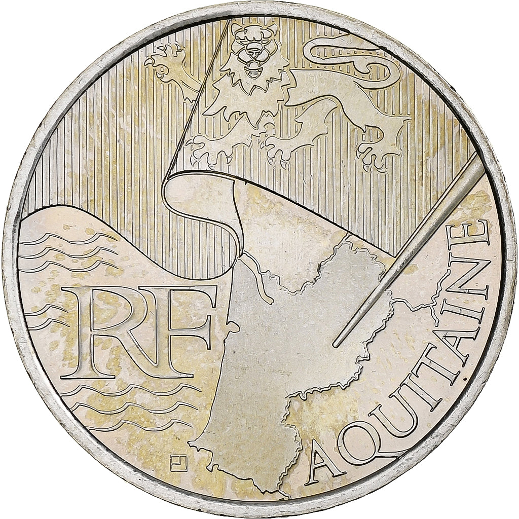 Francja, 10 Euro, Aquitaine, 2010, MDP, Srebro, MS(60-62)