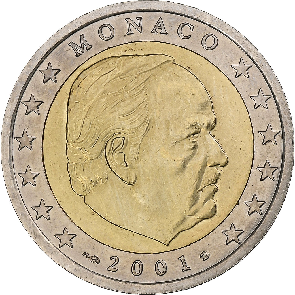 Mónaco, Rainier III, 2 Euro, 2001, Paris, Bimetálico, SC