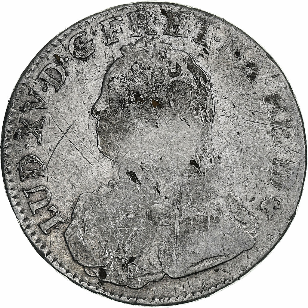 França, Louis XV, Écu de Béarn aux branches d'olivier, 1735, Pau, Prata