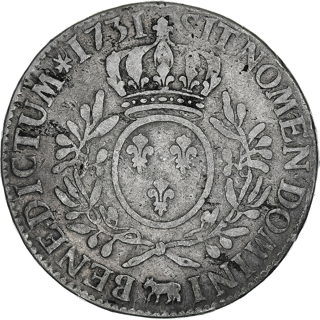 Francia, Louis XV, Écu de Béarn aux branches d'olivier, 1731, Pau, Argento