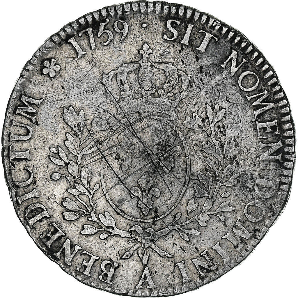 Francia, Louis XV, Écu au bandeau, 1759, Paris, Plata, BC+, Gadoury:322