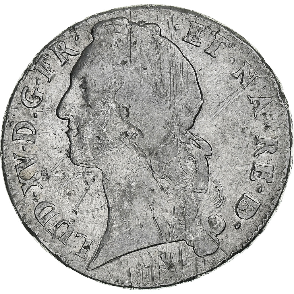Francia, Louis XV, Écu de Béarn au bandeau, 1756, Pau, Plata, BC+