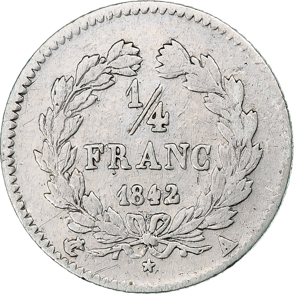 France, Louis-Philippe I, 1/4 Franc, 1842, Paris, Argent, TB+, Gadoury:355