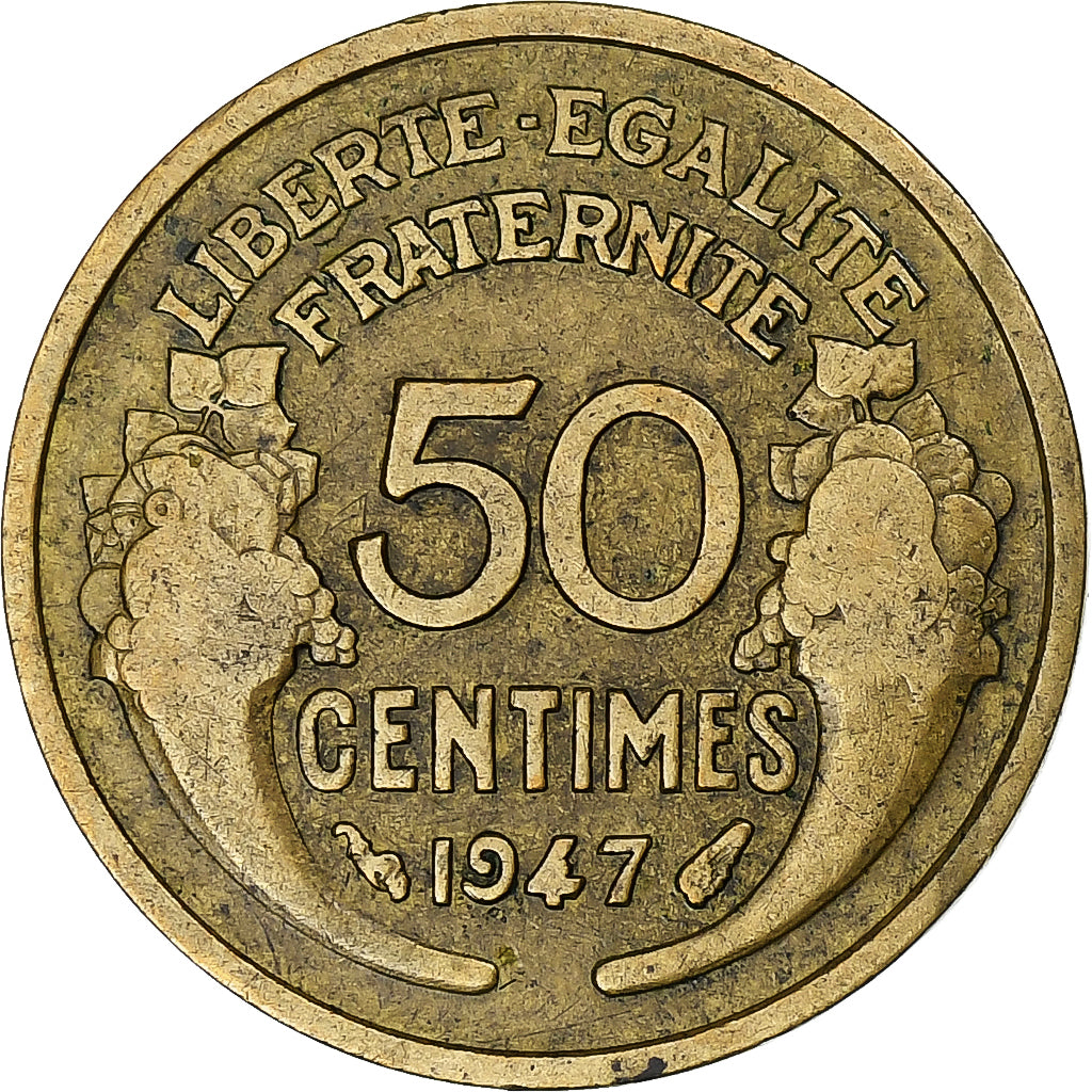 France, 50 Centimes, Morlon, 1947, Cupro-Aluminium, VF(20-25), Gadoury:423b