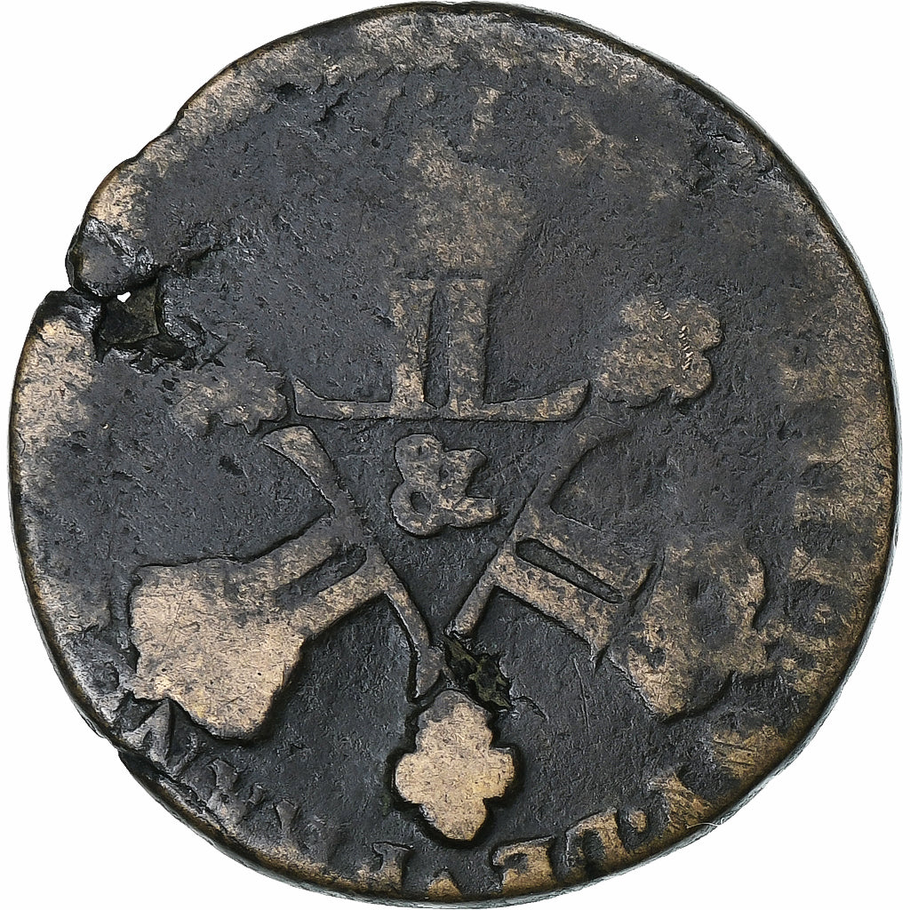 França, Louis XIV, 6 Deniers, 1711, Aix, Cobre, F(12-15), Gadoury:85