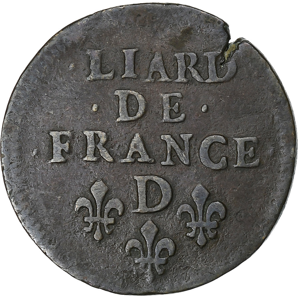 France, Louis XIV, Liard de France, 1657, Vimy, Copper, VF(30-35), C2G:68