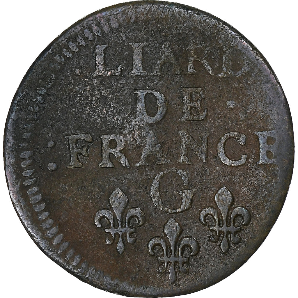 França, Louis XIV, Liard de France, Uncertain date, Lusignan, Cobre, F(12-15)