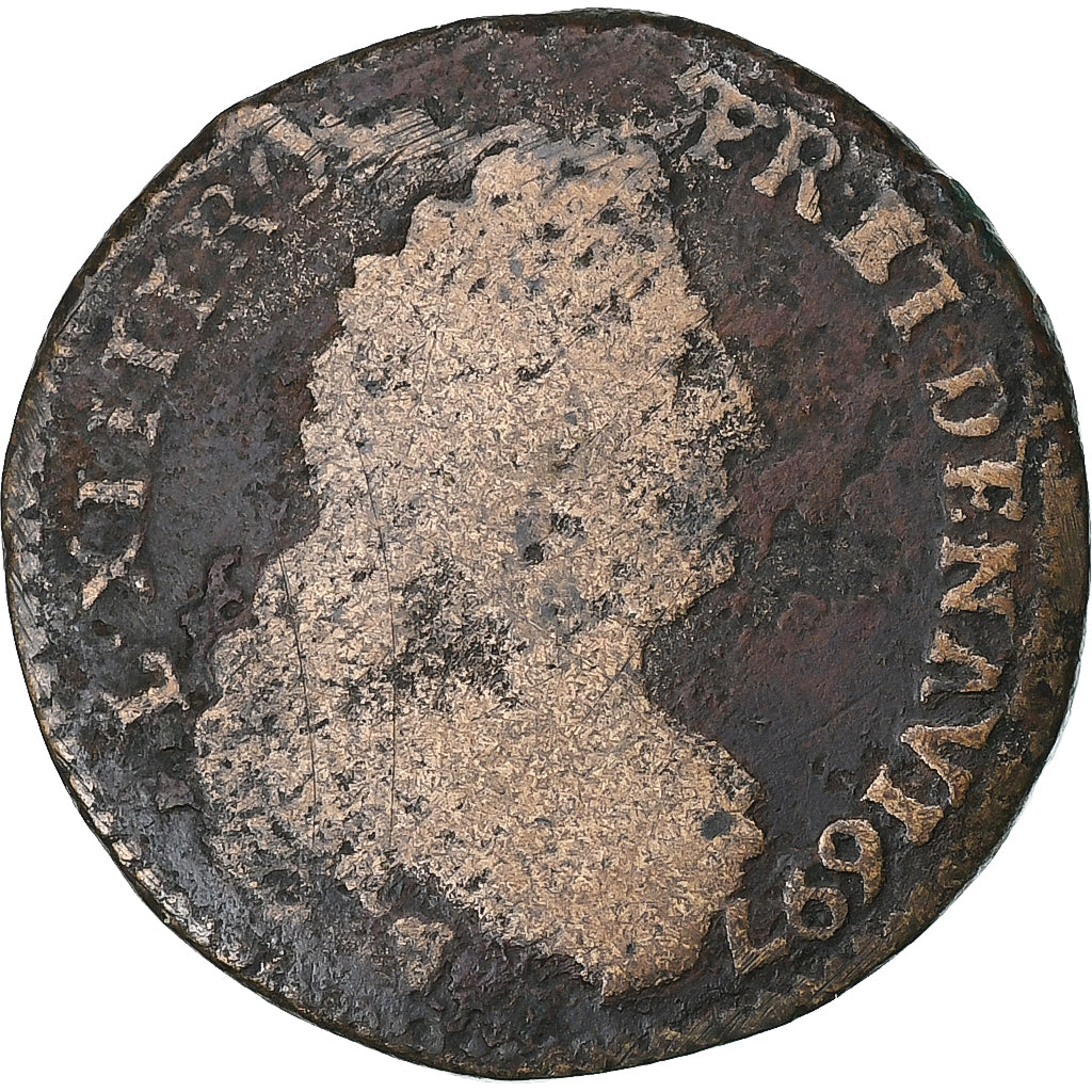 Francia, Louis XIV, Liard de France, 1697, Toulouse, Cobre, BC, C2G:222