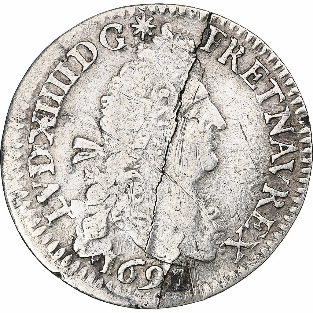 France, Louis XIV, 4 Sols aux 2 L, 1692, Paris, Silver, VF(20-25), Gadoury:106