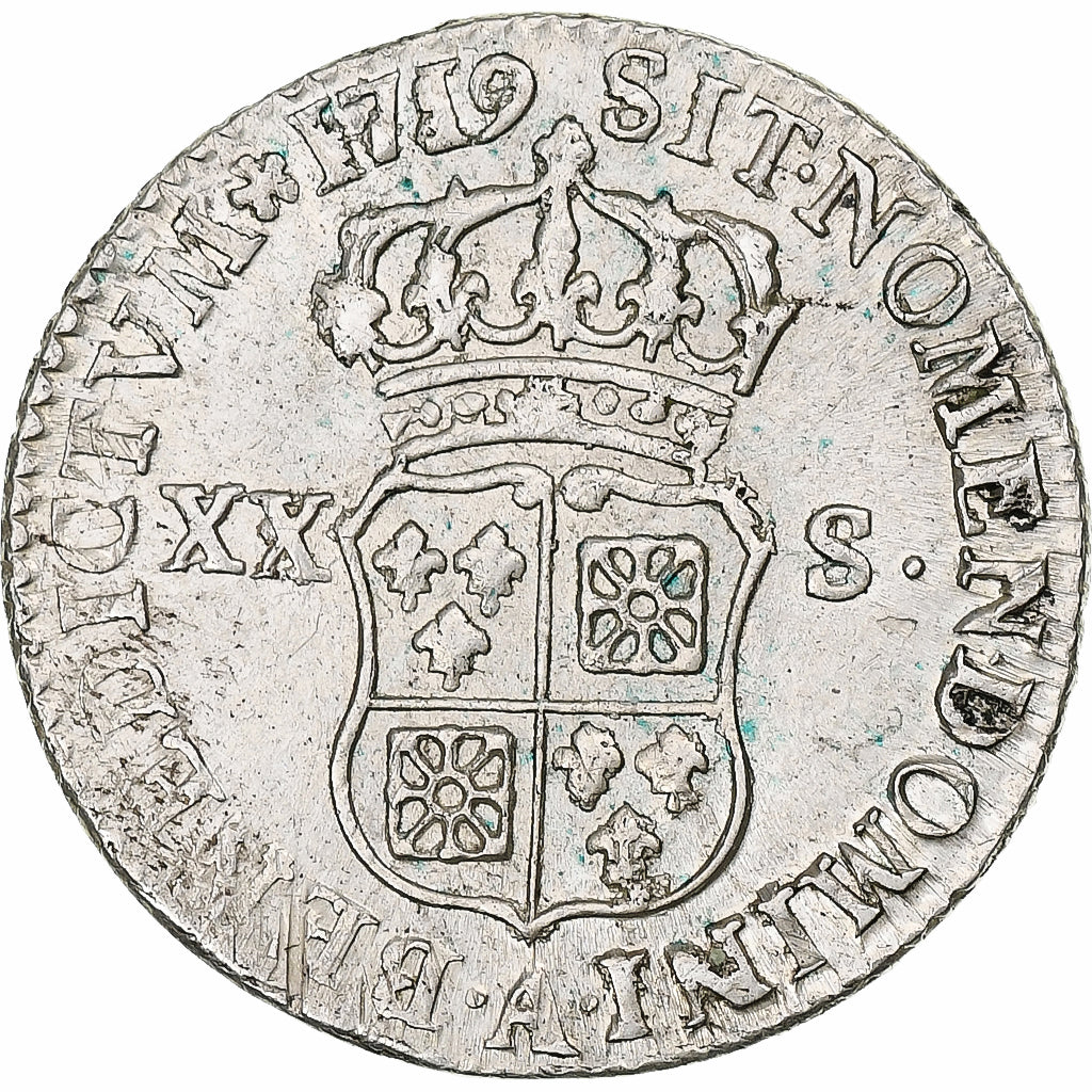 Frankrijk, Louis XV, 1/6 Écu (XX-S) de France-Navarre, 1719, Paris, Zilver