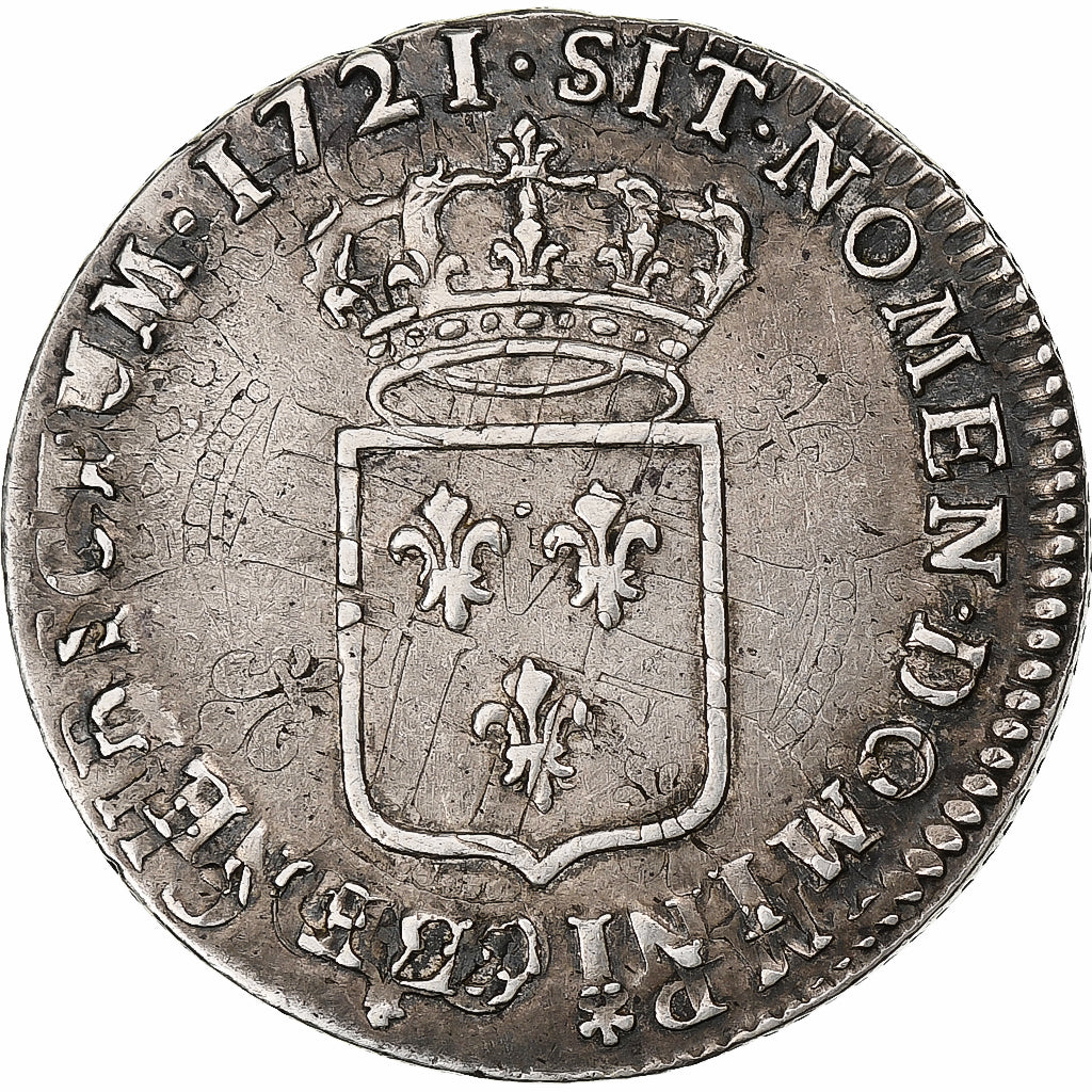 Frankrijk, Louis XV, 1/3 écu de France, 1721, Rennes, Zilver, ZF+, Gadoury:306