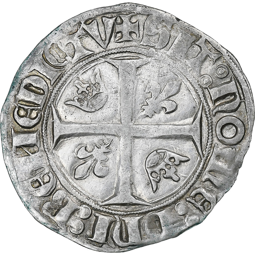 France, Charles VI, Blanc Guénar, 1380-1422, Cremieu, Billon, EF(40-45)
