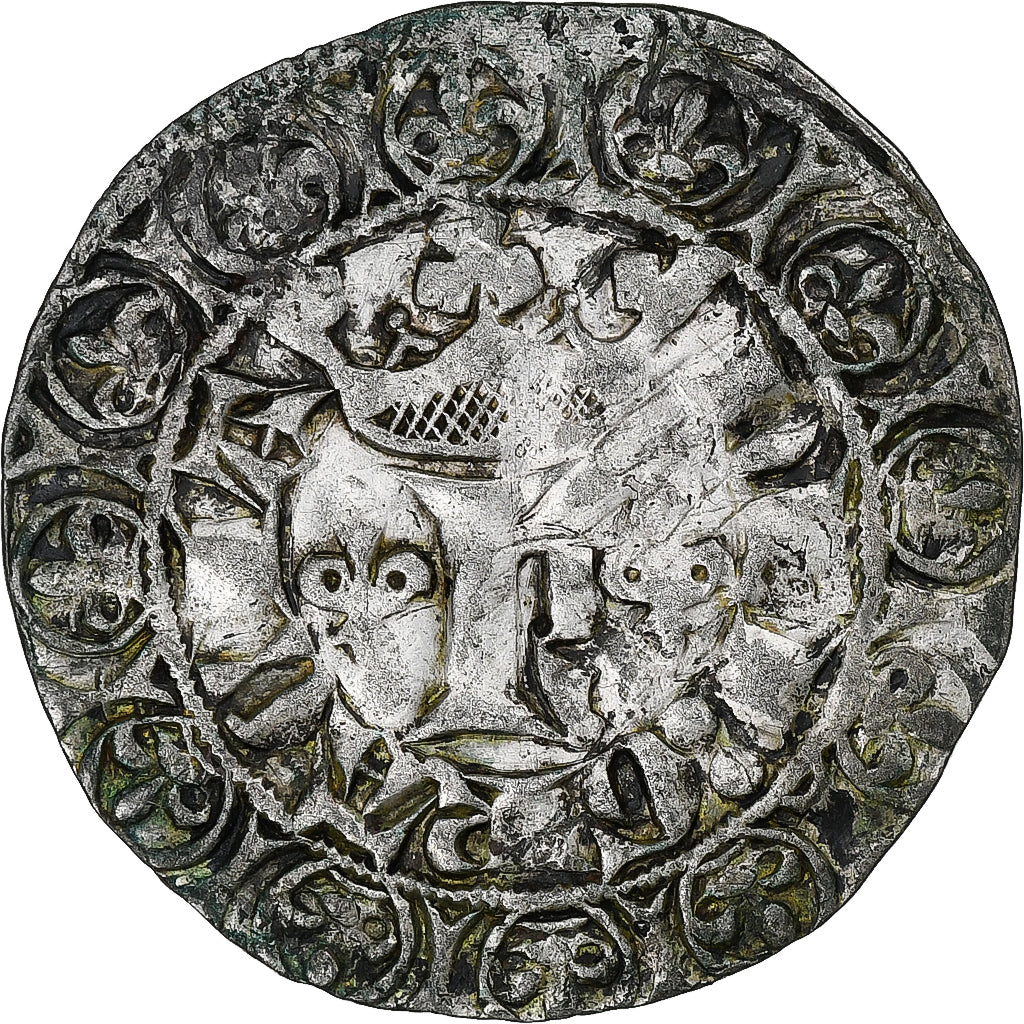 France, Charles V, Blanc au K, 1365-1380, Billon, VF(30-35), Duplessy:363