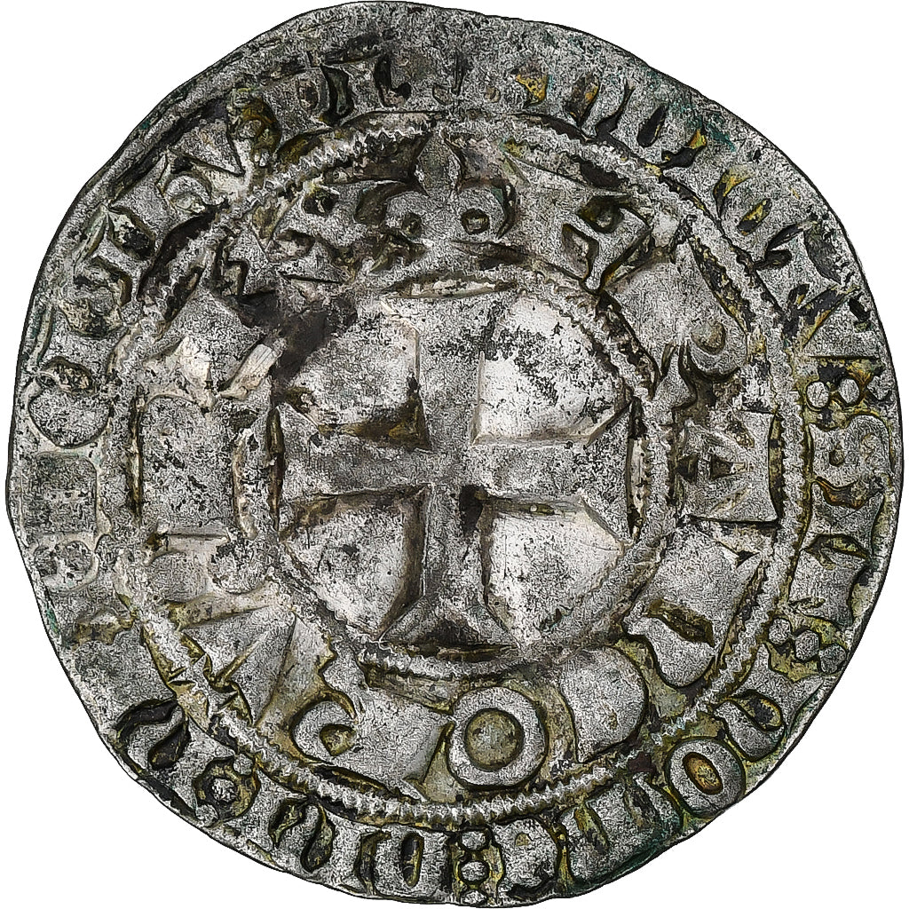 France, Charles V, Blanc au K, 1365-1380, Billon, VF(30-35), Duplessy:363