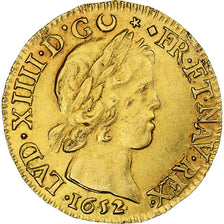 France, Louis XIV, louis d'or à la mèche courte, 1652, Lyon, Or, TTB+
