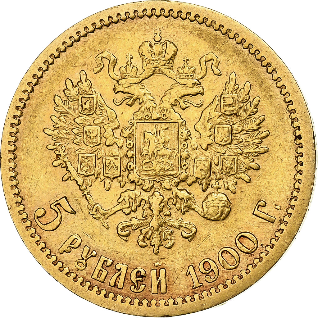 Russie, Nicholas II, 5 Roubles, 1900, Saint-Pétersbourg, Or, TTB+