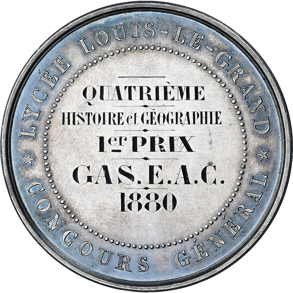 Francja, medal, Concours Général - Lycée Louis-le-Grand, 1880, Srebro