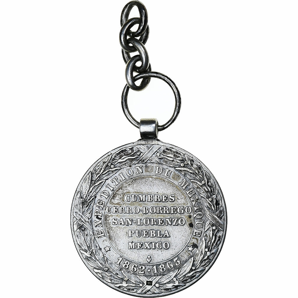 France, Medal, Napoléon III, Expédition du Méxique, 1862-1863, Silver
