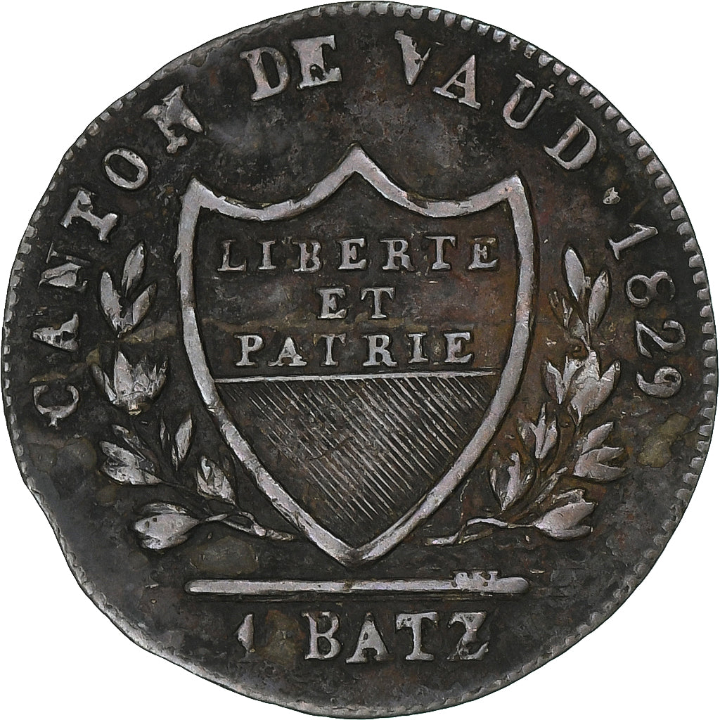 Switzerland, VAUD, 1 Batz, 1829, Billon, EF(40-45)