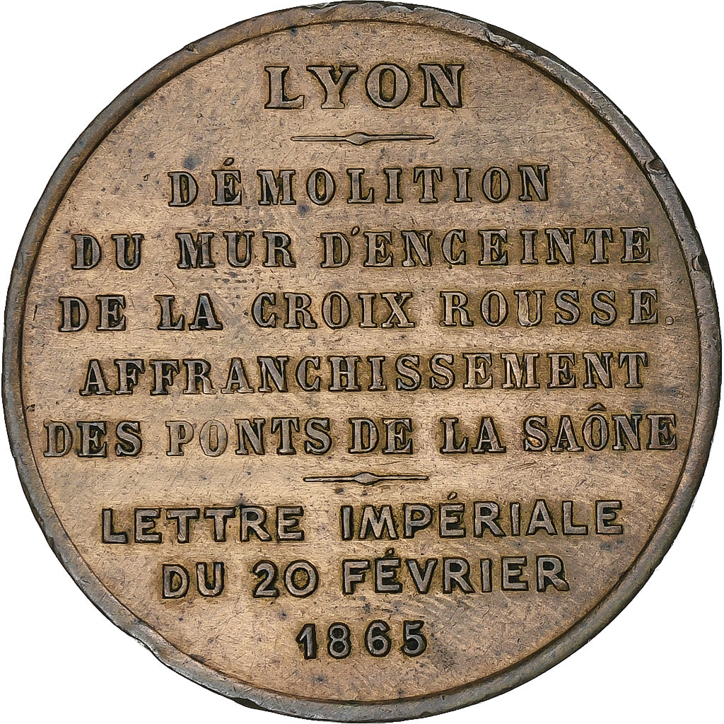 France, Medal, Napoléon III, Lyon, Démolition de l'enceinte de la Croix