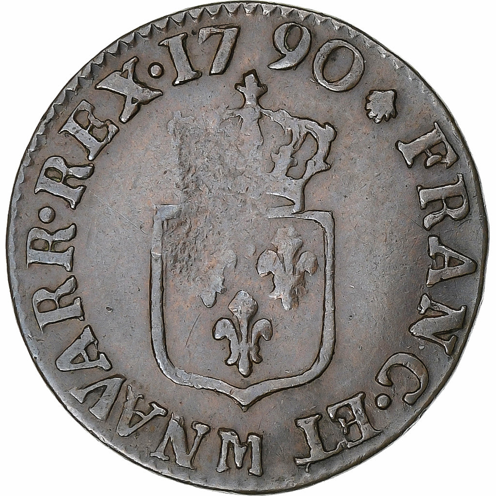 Francia, Louis XVI, Liard, 1790, Toulouse, Rame, BB, Gadoury:348