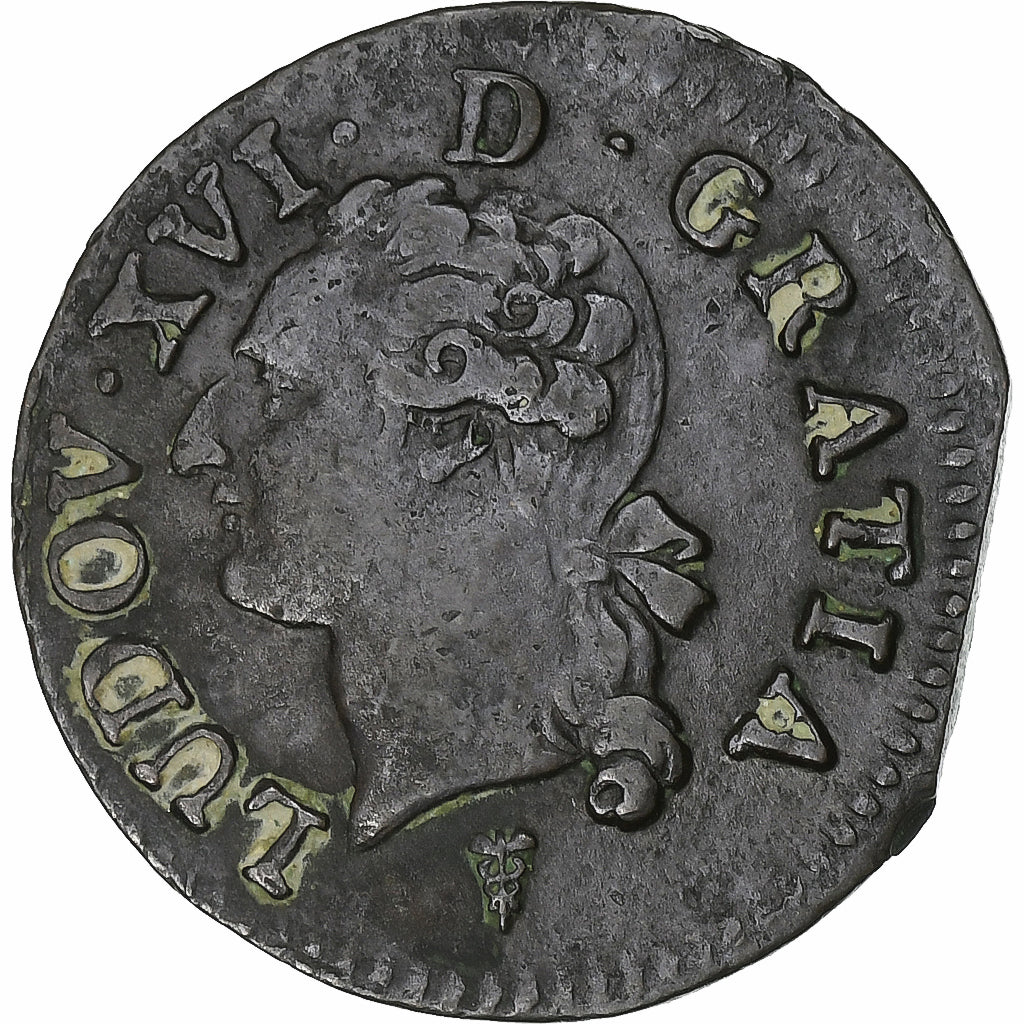 Frankrijk, Louis XVI, Liard, 1791, Bordeaux, Koper, ZF+, Gadoury:348