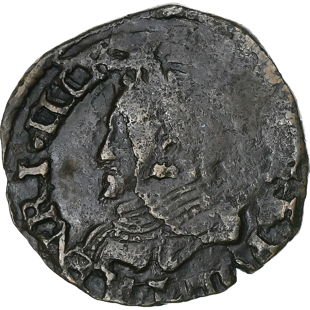 França, Henri III, Double Tournois, 1580, Bayonne, Cobre, EF(40-45)