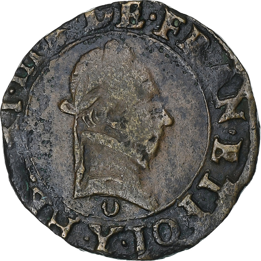 Francia, Henri III, Double Tournois, n.d. (1574-1589), Bourges, Cobre, BC+