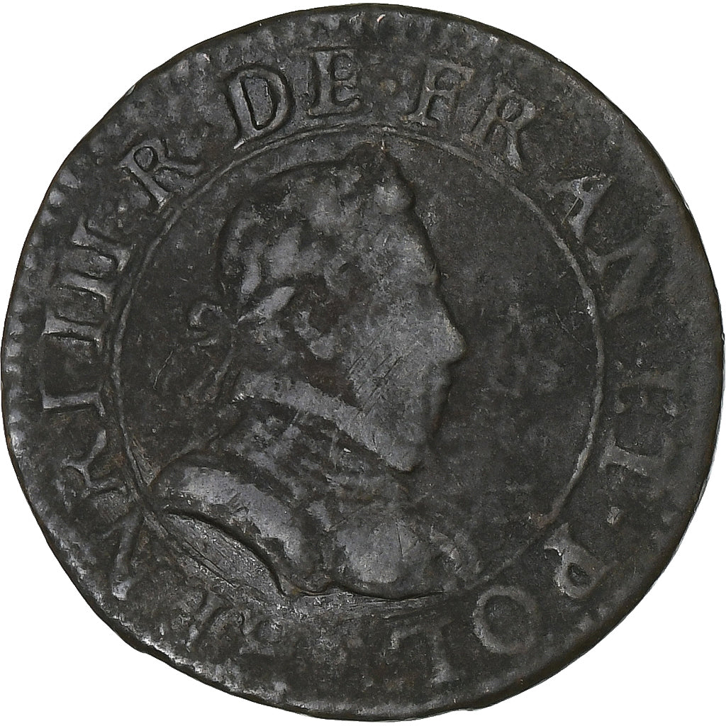 Francja, Henri III, Double Tournois, 1580, Paris, Miedź, VF(20-25), CGKL:84