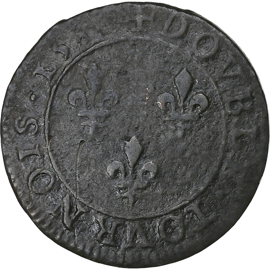 Francja, Henri III, Double Tournois, 1580, Paris, Miedź, VF(20-25), CGKL:84