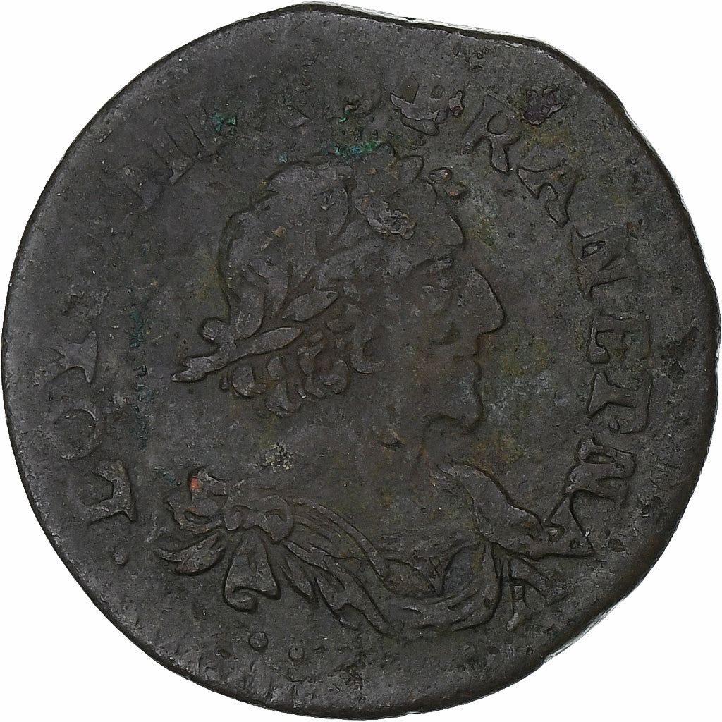 Francia, Louis XIII, Double Tournois, 1637, Axe Loire-Rhône, Cobre, BC+