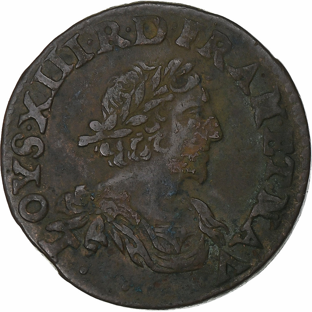 Francia, Louis XIII, Double Tournois, 1639, Axe Loire-Rhône, Rame, BB, CGKL:512