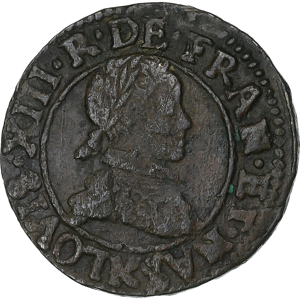 Frankrijk, Louis XIII, Double Tournois, 1619, Bordeaux, Koper, FR+, CGKL:276