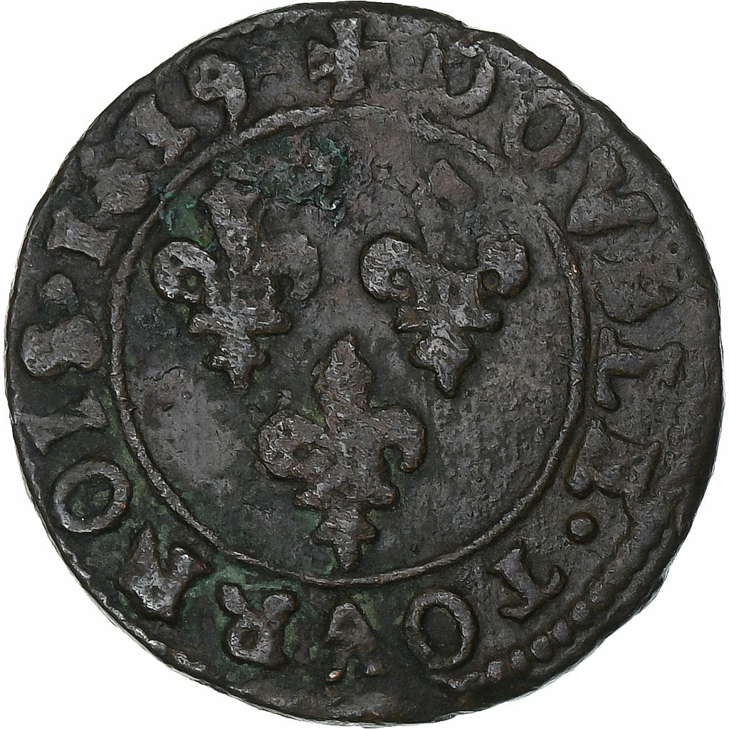 Frankrijk, Louis XIII, Double Tournois, 1619, Bordeaux, Koper, FR+, CGKL:276
