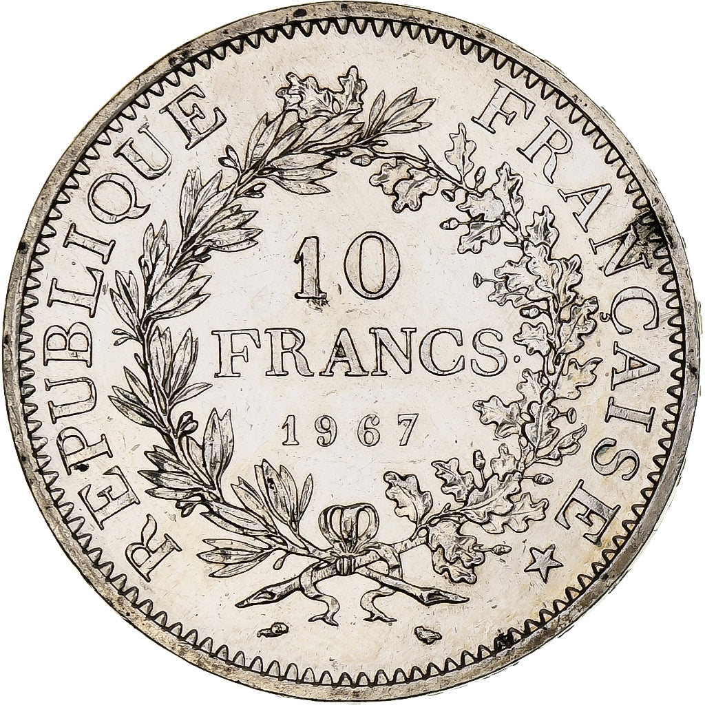 Francja, 10 Francs, Hercule, 1967, Paris, Srebro, MS(63), Gadoury:813, KM:932