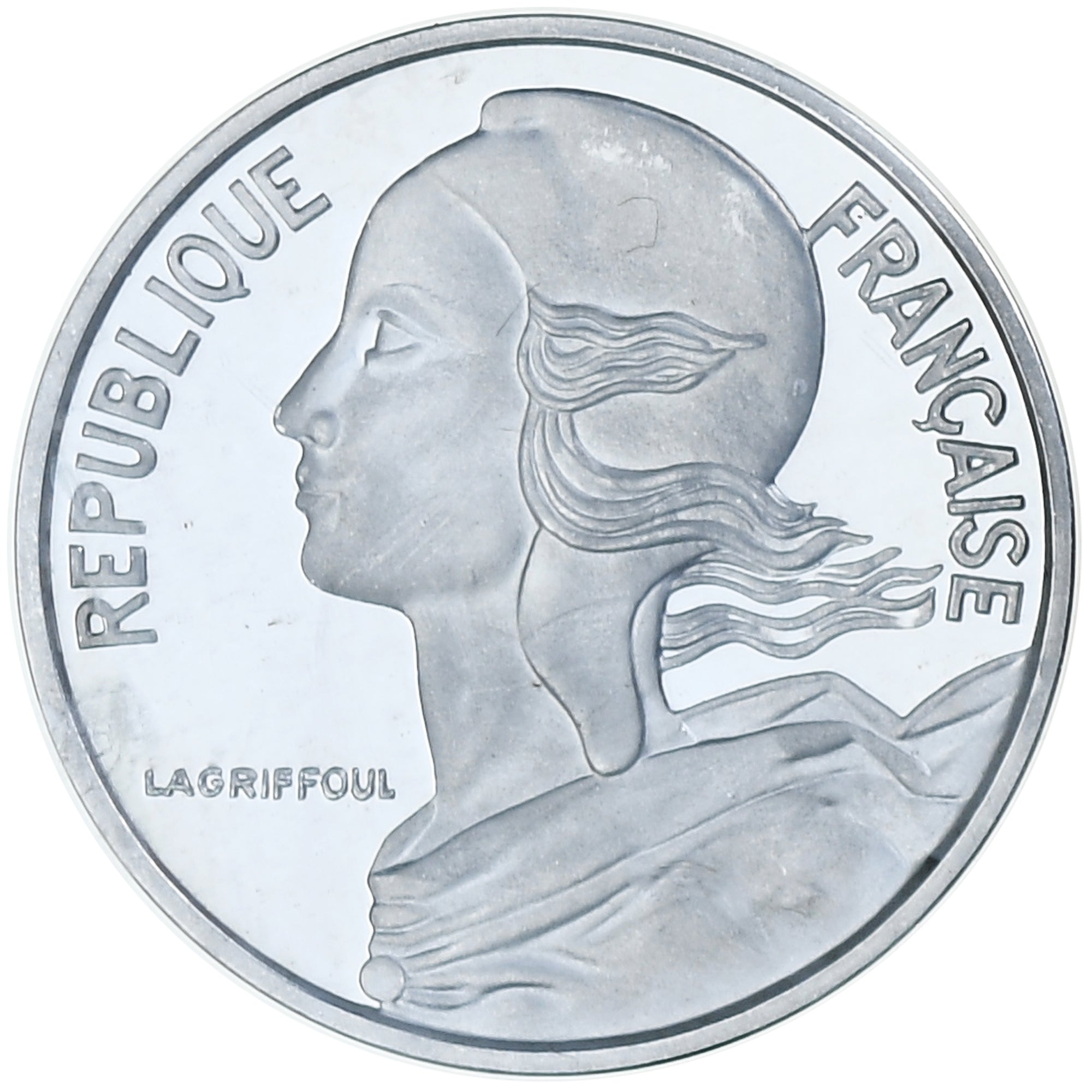 Francia, 5 Centimes, Marianne, 1975, MDP, Piéfort, Argento, FDC, Gadoury:22.P2