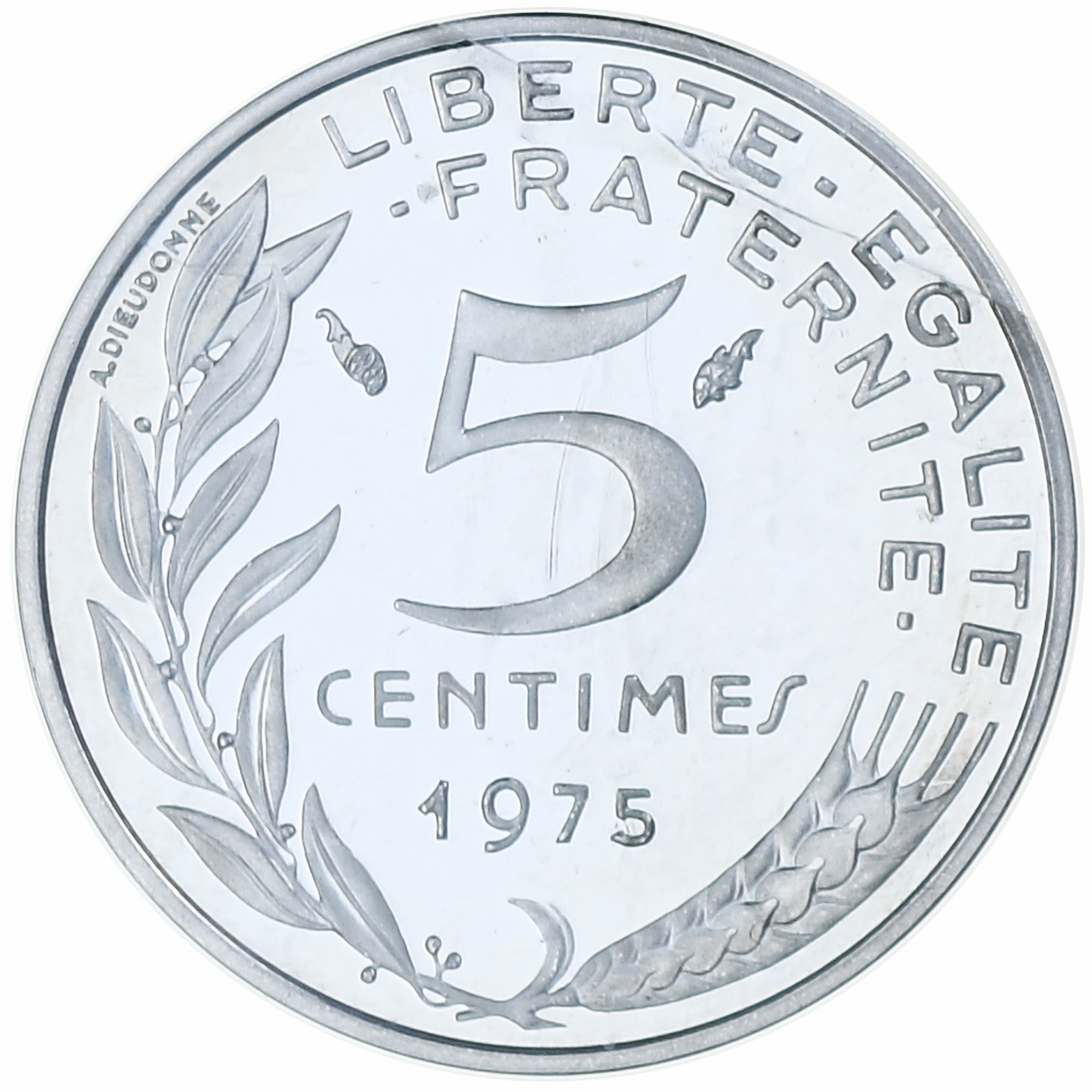 Francia, 5 Centimes, Marianne, 1975, MDP, Piéfort, Argento, FDC, Gadoury:22.P2