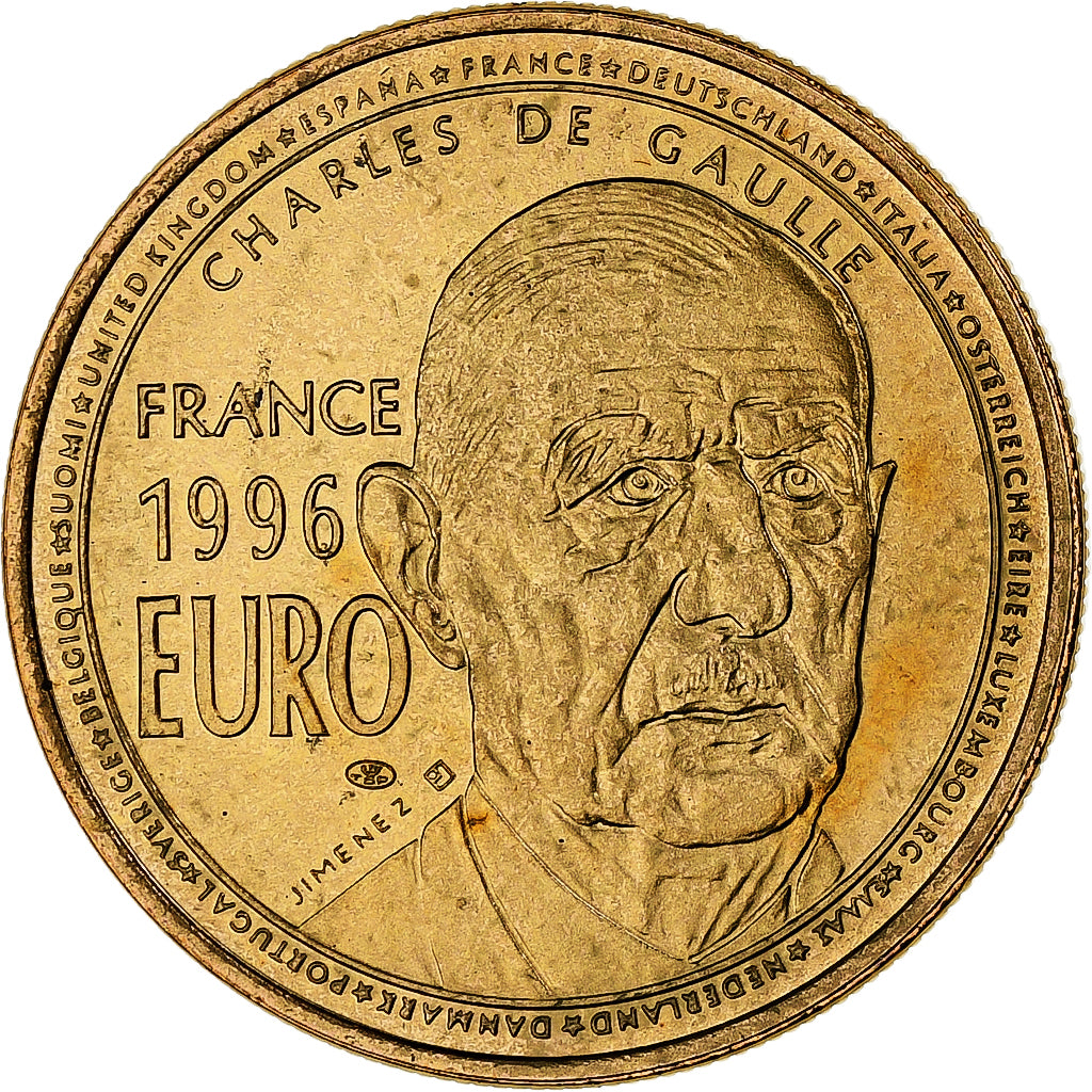França, 1 Euro, Charles De Gaulle, 1996, Bronze Florentin, ENSAIO, MS(64)