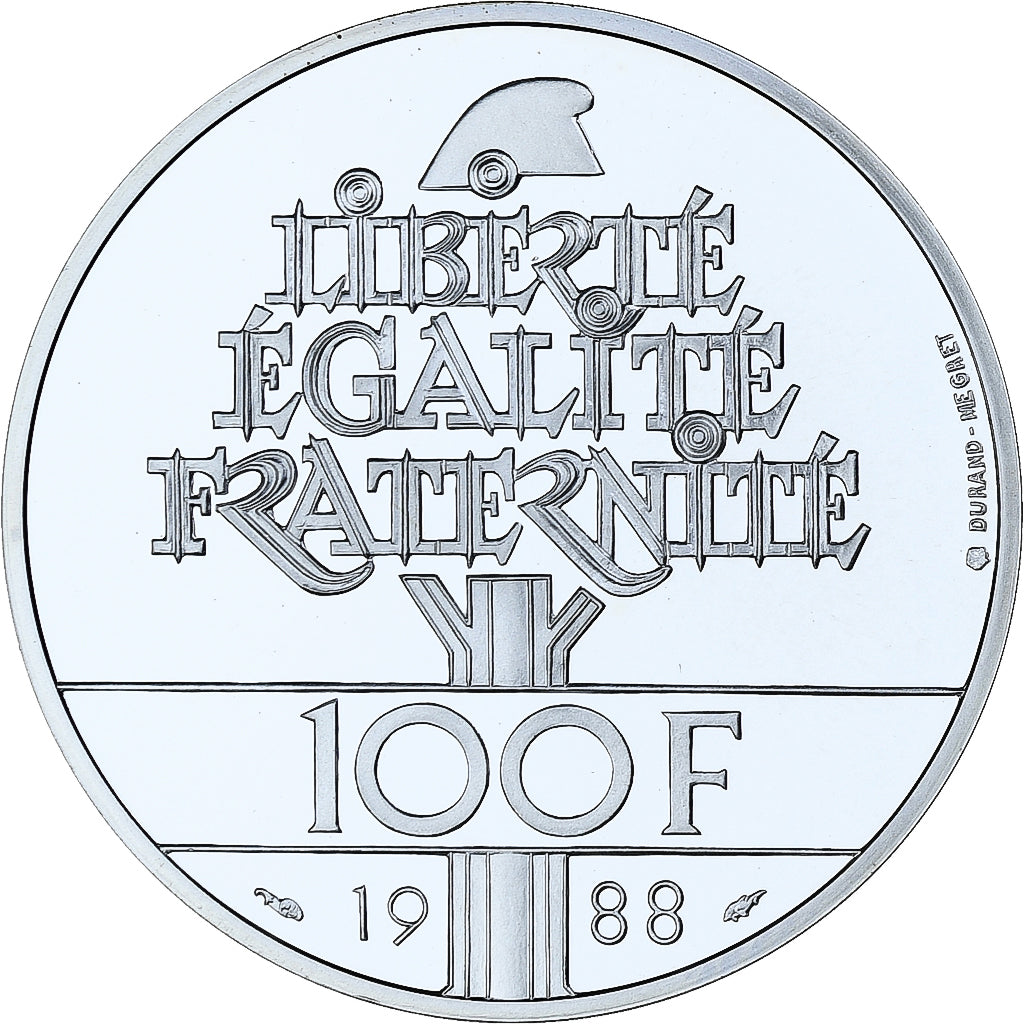 France, 100 Francs, Fraternité, 1988, Paris, Proof, Silver, MS(65-70)