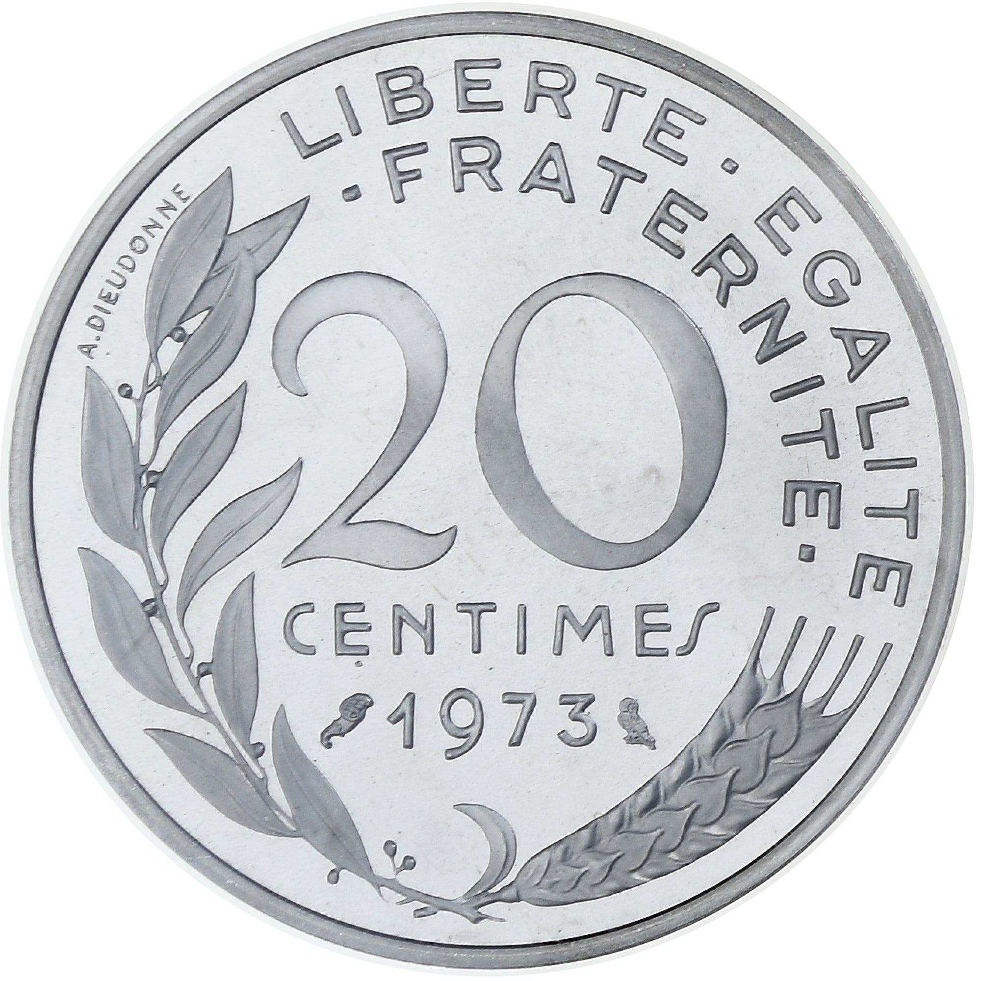 France, 20 Centimes, Marianne, 1973, MDP, Piéfort, Silver, MS(65-70)
