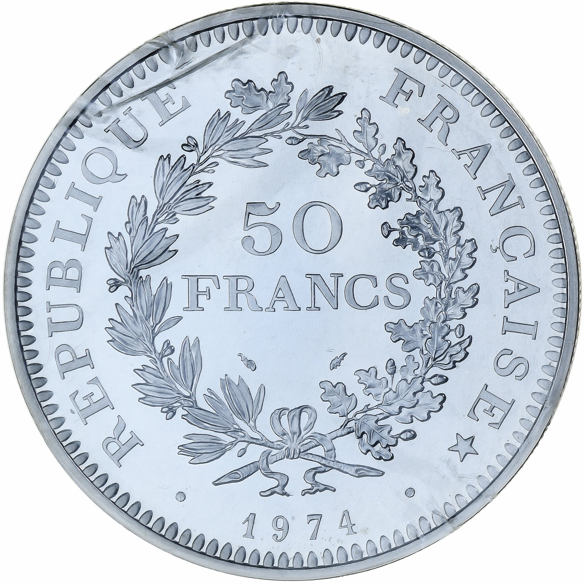 France, 50 Francs, Hercule, 1974, MDP, Piéfort, Silver, MS(65-70)